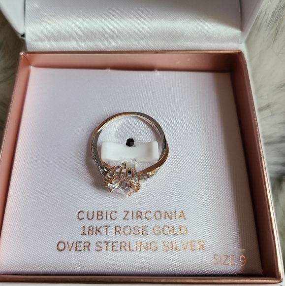 Cubic zirconia 18kt rose gold ring - Picture 3 of 3